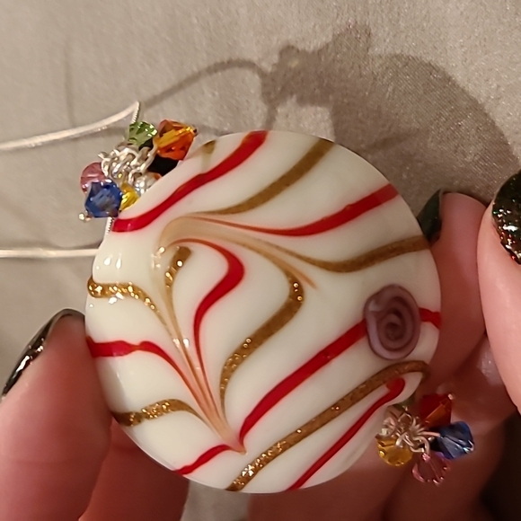 Glass circle sterling silver necklace - Picture 3 of 8